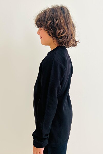 Breeze Μακρυμάνικο μπλουζάκι για αγόρια και κορίτσια με εμβλήματα 8-14 ετών, μαύρο