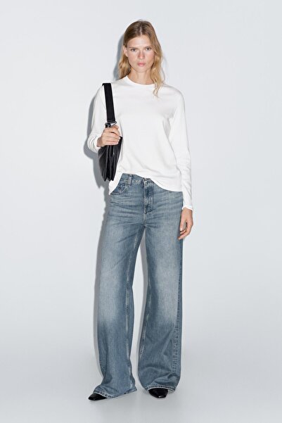 Massimo Dutti %100 pamuklu interlok uzun kollu t-shirt