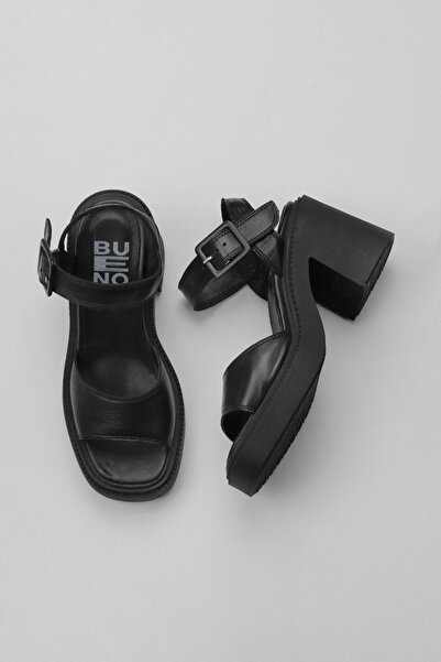 Bueno Shoes Sandale cu toc pentru femei din piele neagră 01wy12705
