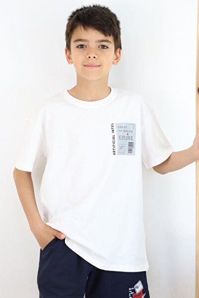 Breeze Футболка для хлопчиків, Webi Discover Theme, екрю, вік 9-14 років