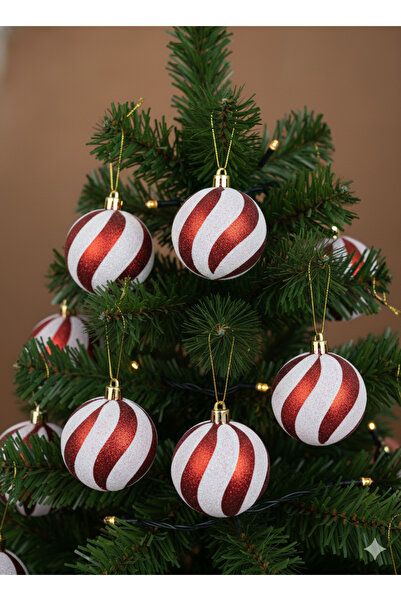 DODOMAR Pachet de 6 ornamente pentru pom de Crăciun (6 cm) - Set de decorațiu...