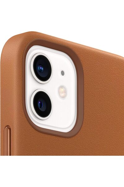Genaric جراب جلدي لجهاز iPhone 12 mini مع MagSafe Saddle بني