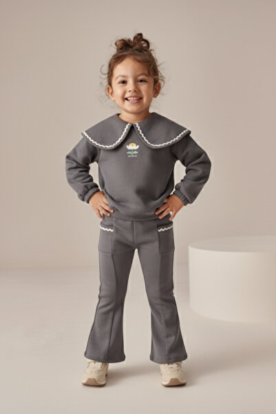 Minipodyum Girl's Large Lapel Pipe Leg Double Suit