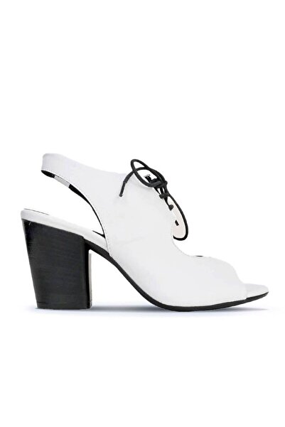 BUENO أحذية صندل نسائي بكعب من الجلد الأبيض 01wn0100