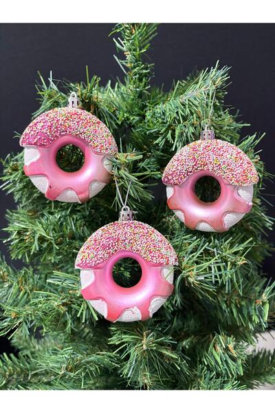 ENG PARTİ DÜNYASI Pink Donut Christmas Tree Ornament Set of 3 – Colorful and Stylish Christmas Ornaments |   Eng-118 |
