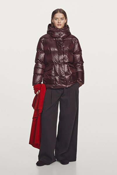 Massimo Dutti Kapüşonlu kısa su itici şişme mont