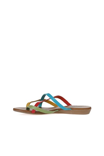 Bueno Shoes Yeşil Multi Deri Kadın Parmak Arası Terlik 01wu7458
