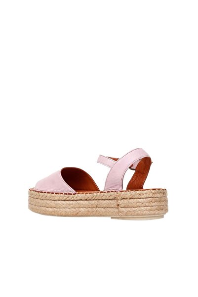 BUENO Shoes Pembe Deri Kadın Dolgu Topuklu Espadril Sandalet 01wq3515