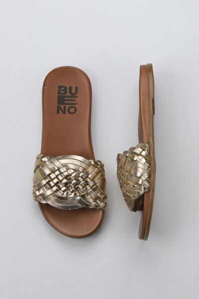 Bueno Shoes Яскраво-жовті шкіряні жіночі капці - 01wu4233