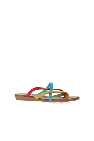 Bueno Shoes Yeşil Multi Deri Kadın Parmak Arası Terlik 01wu7458