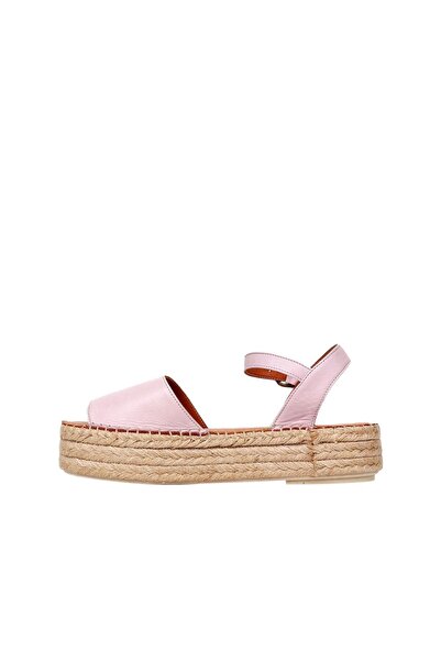 BUENO Shoes Pembe Deri Kadın Dolgu Topuklu Espadril Sandalet 01wq3515