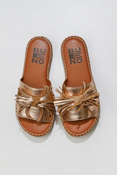 Bueno Shoes Блискучі золоті шкіряні жіночі еспадрильї - 01wn3000