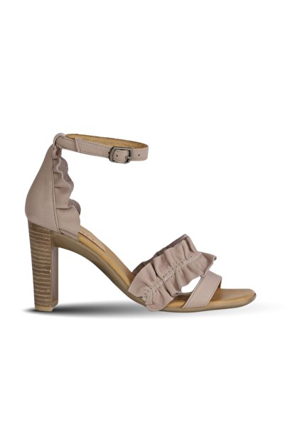 BUENO أحذية صندل نسائي بكعب من الجلد باللون الرمادي 01wn4114