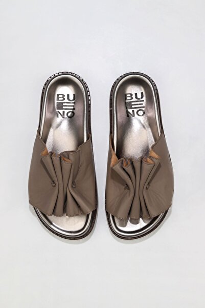 Bueno Shoes 01wu5810ModelGray Leather Women's Flat Slippers
