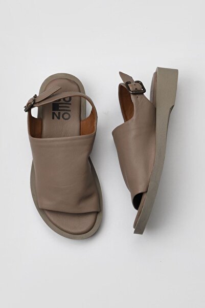 Bueno Shoes صندل مسطح نسائي من الجلد باللون الرمادي 01wy2917