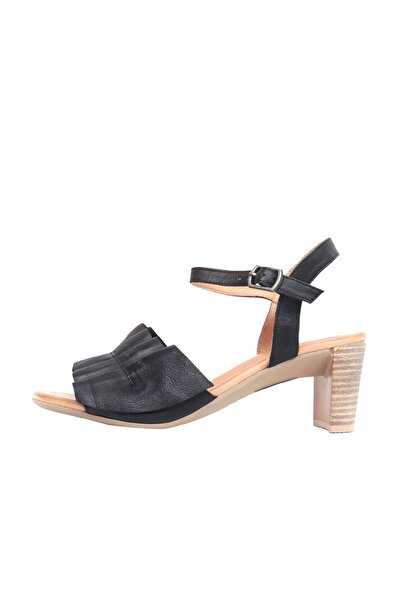 BUENO Shoes Black Leather Women's Heeled Sandals 01Wn4000