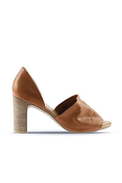 BUENO Tan Leather Dámské sandály na podpatku - 01wn4306