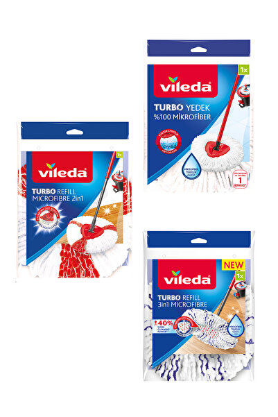 Vileda Turbo Temizlik Seti 3 lü Mikrofiber Yedek Paspas Paketi (Klasik + 2in1 + 3in1)
