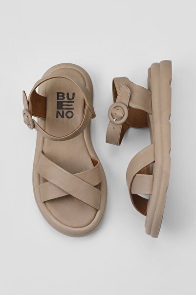 Bueno Shoes Sandale plate pentru femei din piele de nurcă 01wy9409