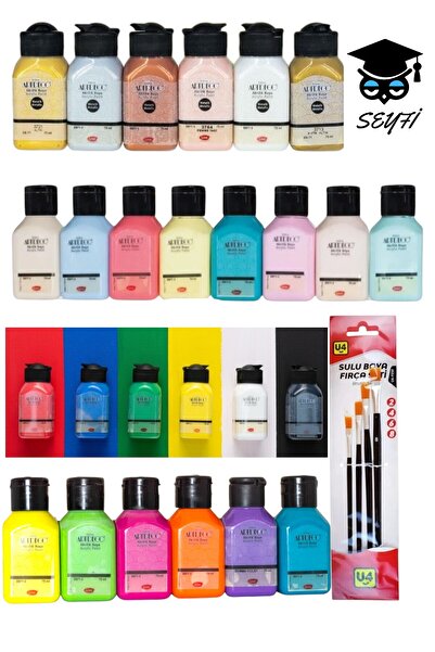 Rich 26 renk akrilik boya seti 75 ML 18 renk metalik canlı neon 75 cc 8 renk pastel akrilik boya