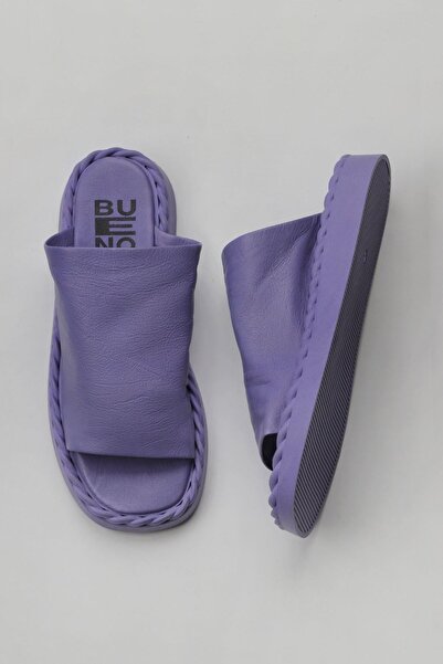 Bueno Shoes Lilac Leather Women's Slippers - Plain Design 01wy9109