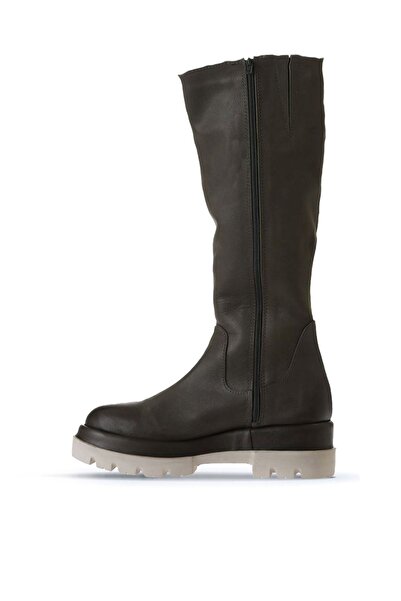 Bueno Shoes Haki Deri Kadın Düz Çizme 01wv2906