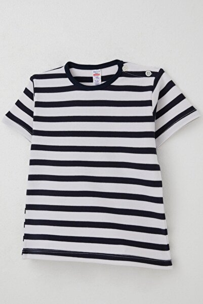 Breeze 1-4 Years Boy Ecru T-Shirt - Placket Striped