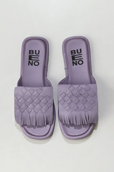 Bueno Shoes Λιλά Δερμάτινες Γυναικείες Παντόφλες - Σχέδιο Flat 01wu4120