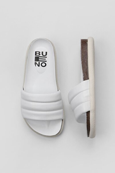 Bueno Shoes Beyaz Deri Kadın Düz Terlik 01wu4710
