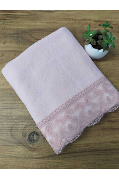 Çeyiz Bahçesi Jotem Весільний пудровий оксамитовий рушник 50&90