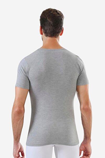 Arma Yıldız Men's Gray Crew Neck Short Sleeve Undershirt T-Shirt 100% Cotton Combed Cotton 3-Pack