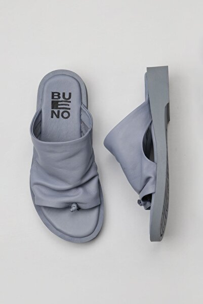 Bueno Shoes Mavi Deri Kadın Parmak Arası Terlik 01wy2910