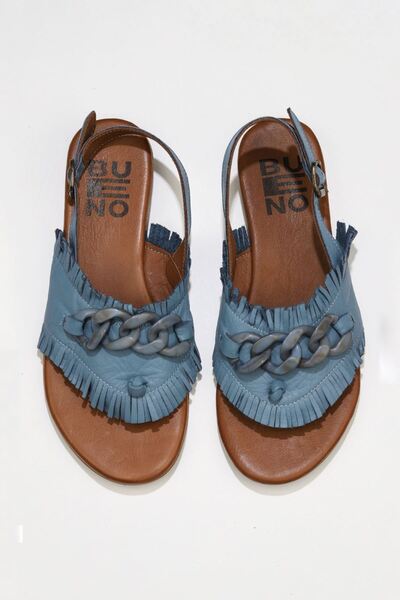 Bueno Shoes Μπλε Δερμάτινα Γυναικεία Σανδάλια Σαγιονάρες 01wu7440