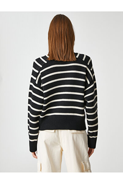 Koton Pulover de damă cu dungi ecru 3WAK90515HT