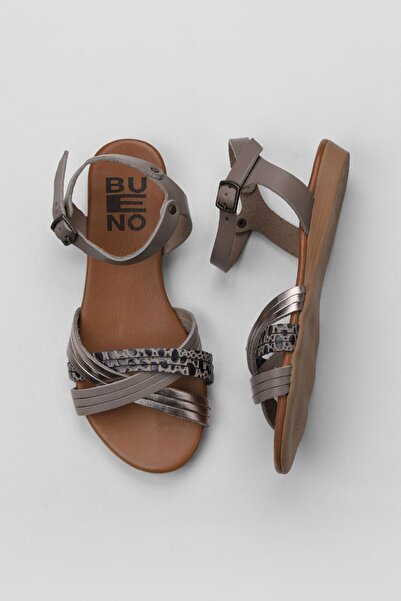 Bueno Shoes Γκρι Multi Leather Γυναικεία Flat σανδάλια 01wu7442