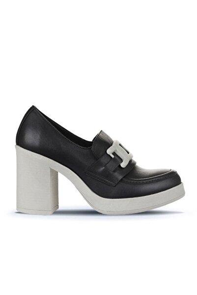 Bueno Shoes Δερμάτινα γυναικεία παπούτσια με τακούνι μαύρο γκρι - 01wz3201