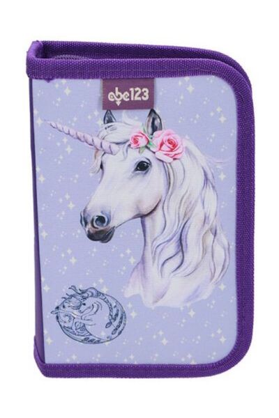 OEM Penar cu alfabet, 1 compartiment, 2 clapete, design cool cu ​​unicorn