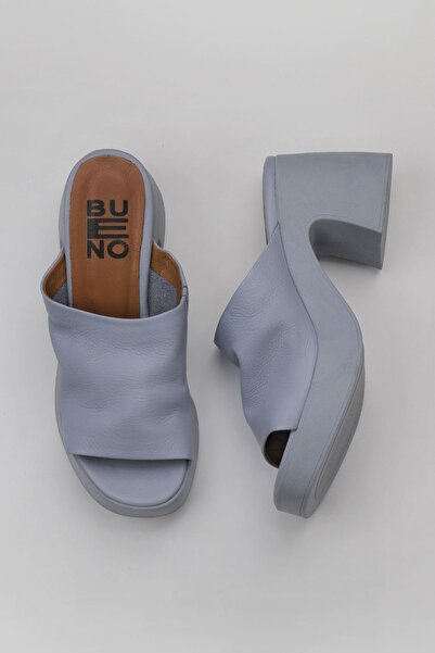 Bueno Shoes Women's Blue Leather Heeled Slippers - 01wy12200