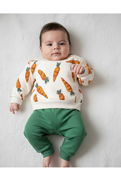 babixkids Baby Carrot Printed Unisex Combed Cotton Set