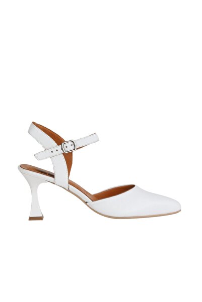 Bueno Shoes Λευκά Δερμάτινα Γυναικεία Παπούτσια με τακούνι 01wa1403