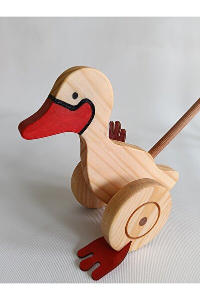 OZZANİ WOOD AHŞAP İTME OYUNCAĞI BASTONLU YÜRÜYÜŞ YÜRÜME Yürüteç ARKADAŞI ÖRDEK İnce MOTOR BECERİ GELİŞİM