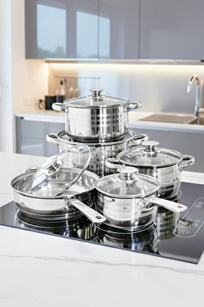 Blaumann 10 Pcs Cookware Set Stainless Steel Pots Jumbo Gourmet Line Induction All Stoves Oven / Dishwasher