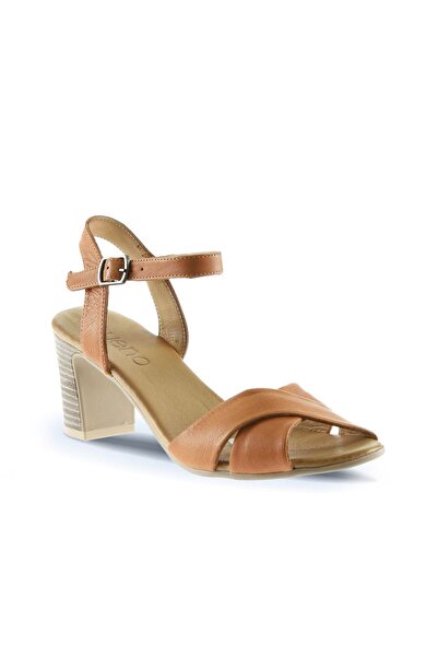 BUENO Shoes Tan Leather Women's Heeled Sandals 01Wn1501