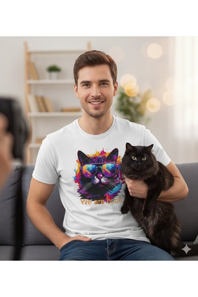 Butik Cat with Glasses We Are Cool Digital Printed Tshirt