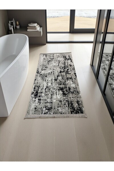 Prizma Modesto Kaymaz, Yıkanabilir Tekli Banyo Halısı, Paspası 80x150 | Siyah
