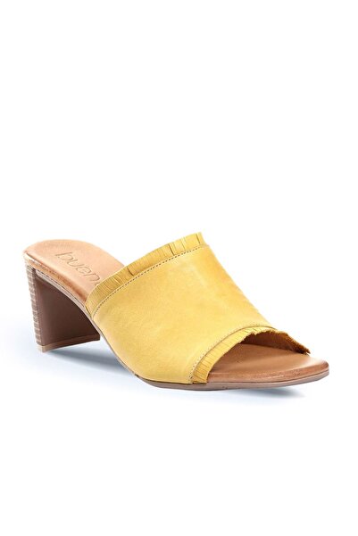 BUENO Shoes Yellow Leather Women's Heeled Slippers 01Wn4002