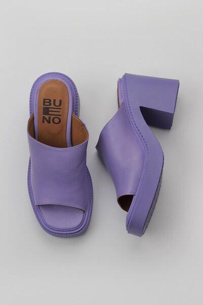 Bueno Shoes Lilac Leather Women's Heeled Slippers 01Wy12702