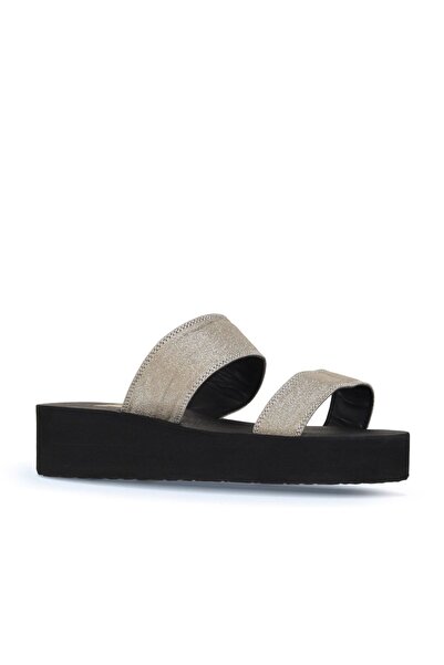 Bueno Shoes Altın Ithal Sim Kadın Dolgu Topuklu Terlik 26wt752550