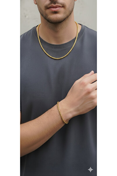 Shae Jewelry Oval Küp Zincir Kolye ve Bileklik Set Paslanmaz Çelik