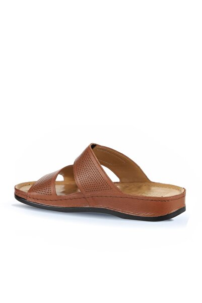 Bueno Shoes Tan Printed Leather Men's Flat Slippers 25Mt2411